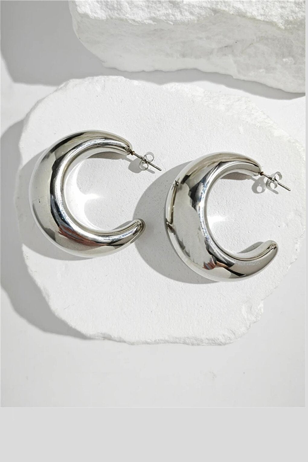 Halfmoon Chunky Hoop Earrings