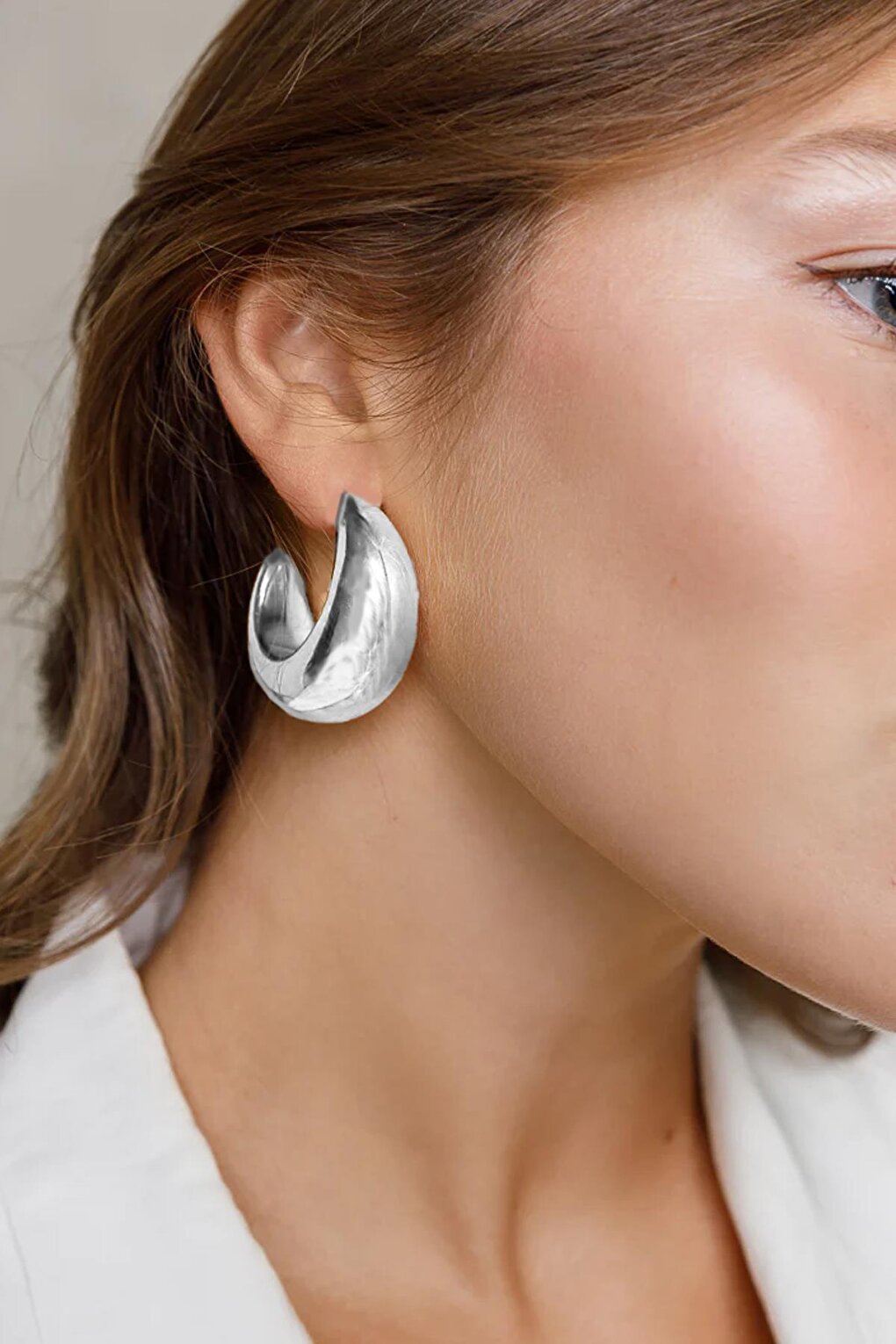 Halfmoon Chunky Hoop Earrings