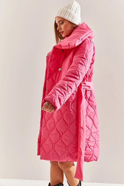 Women's Metal Button Quilted Oversize Puffer Coat