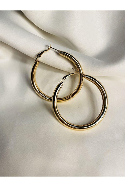 Large Size Tubular Hoop Earring Set 4 cm - Set of 4