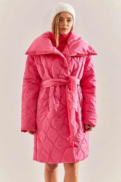 Women's Metal Button Quilted Oversize Puffer Coat