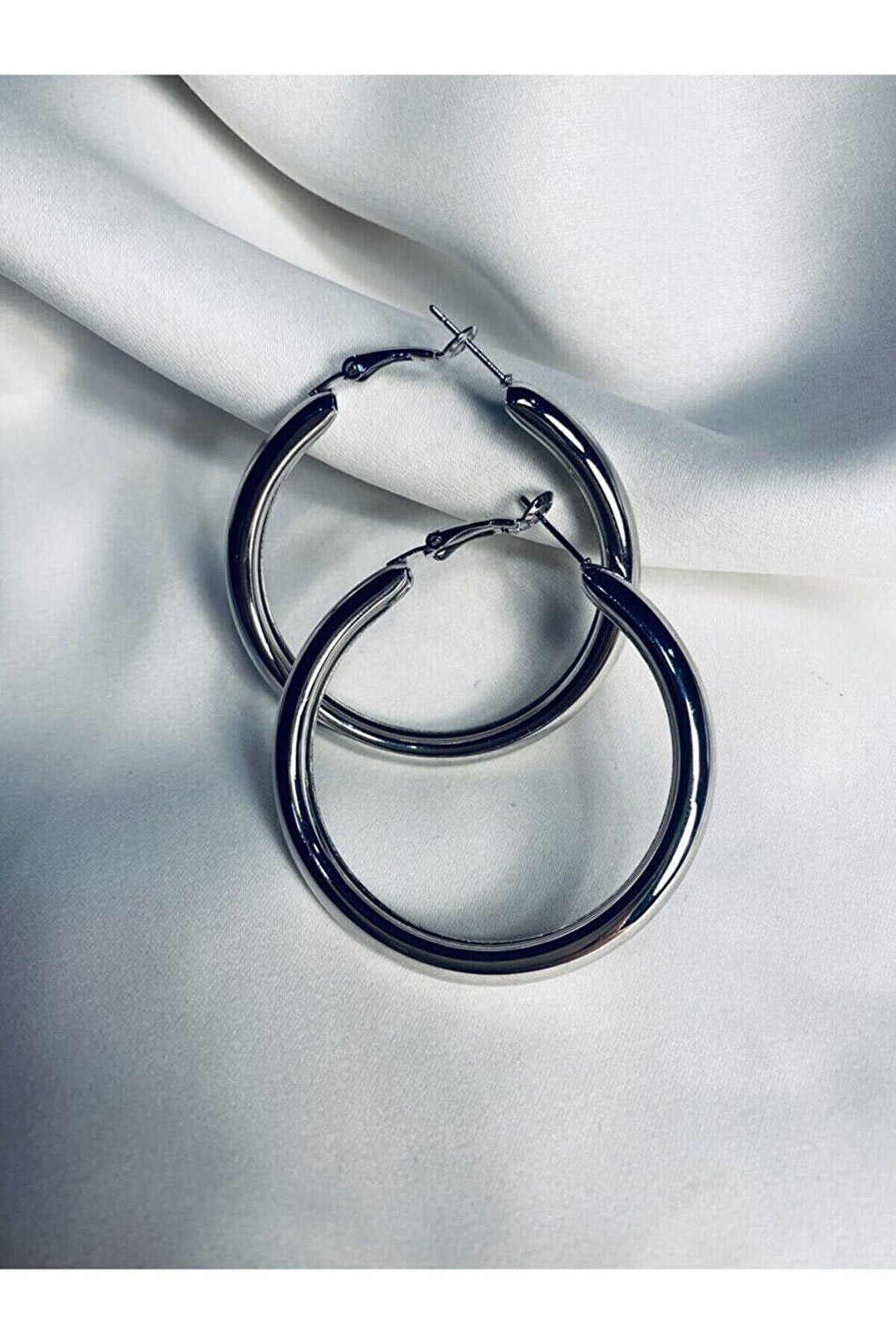 Large Size Tubular Hoop Earring Set 4 cm - Set of 4