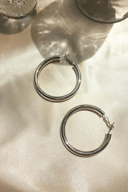 Large Size Tubular Hoop Earring Set 4 cm - Set of 4