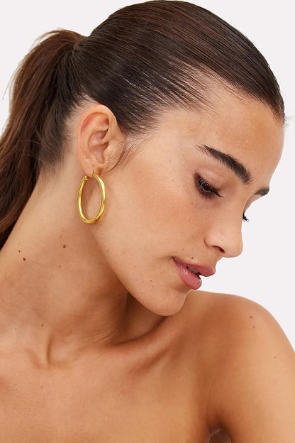 Large Size Tubular Hoop Earring Set 4 cm - Set of 4