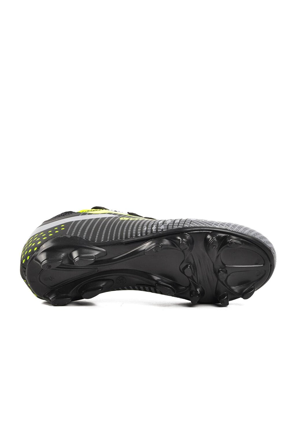 1011-F Black-Grey-Neon Yellow Kids Football Shoes