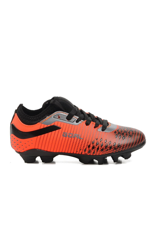 1011-F Orange-Black-Smoked Kids Football Shoes