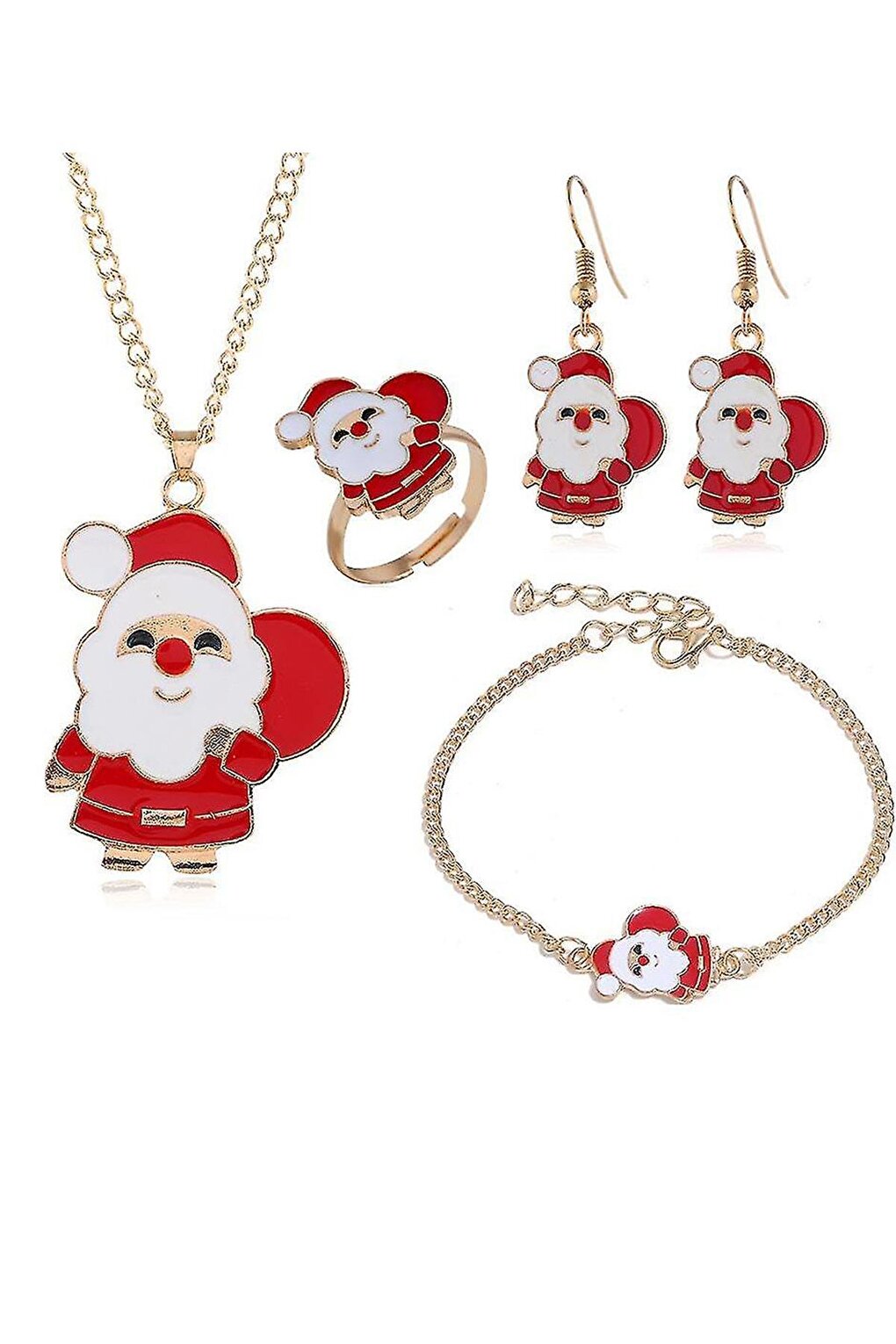 Christmas Santa Claus Figured Jewelry Set 4 Pack