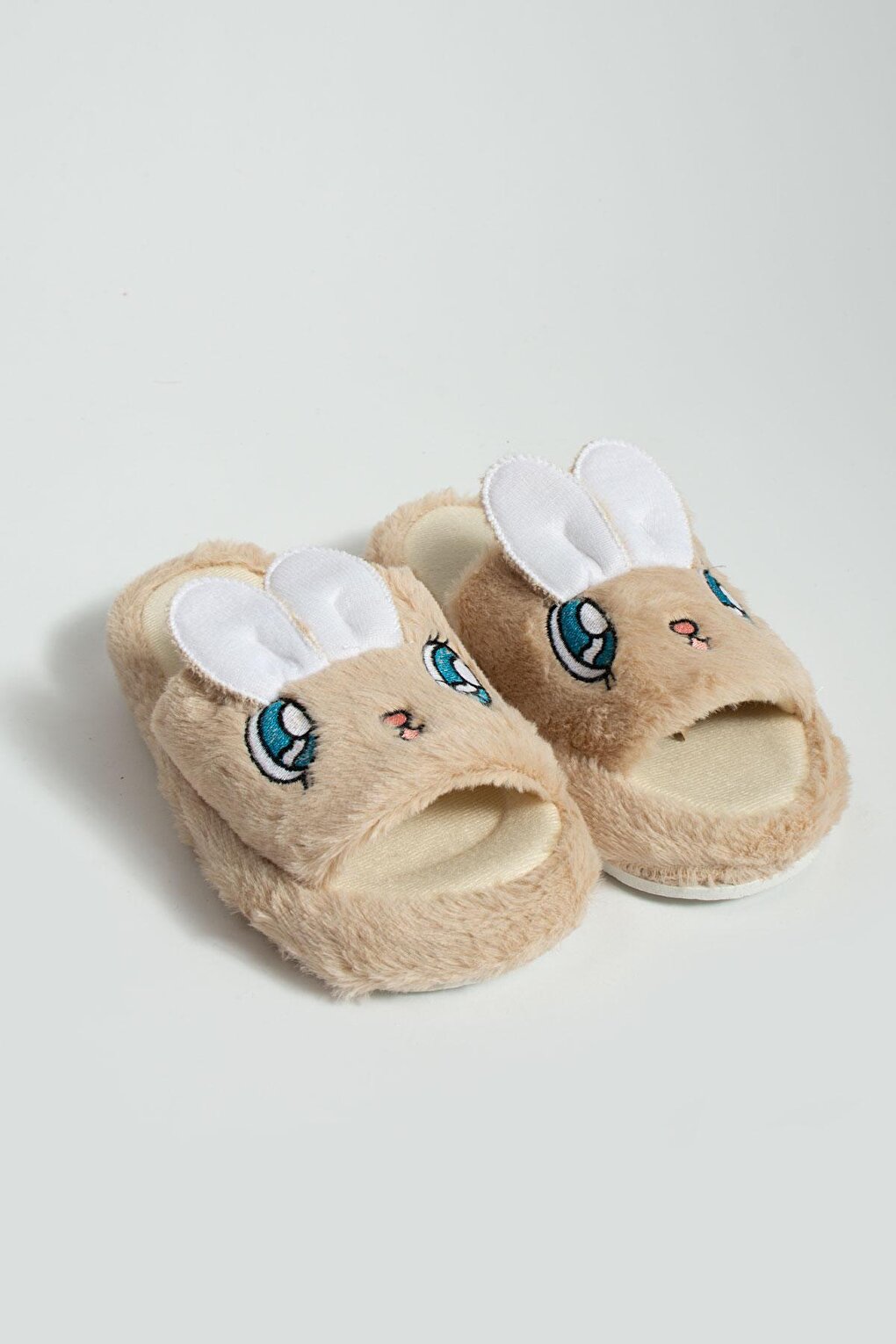 Cute Rabbit Front Open Fur Inside Thermal Sole Women's Home Slippers P01-19-23Open