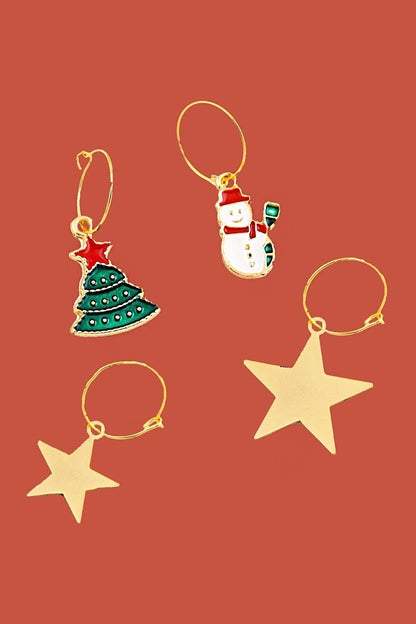 Christmas Star Hoop Earrings Pack of 4