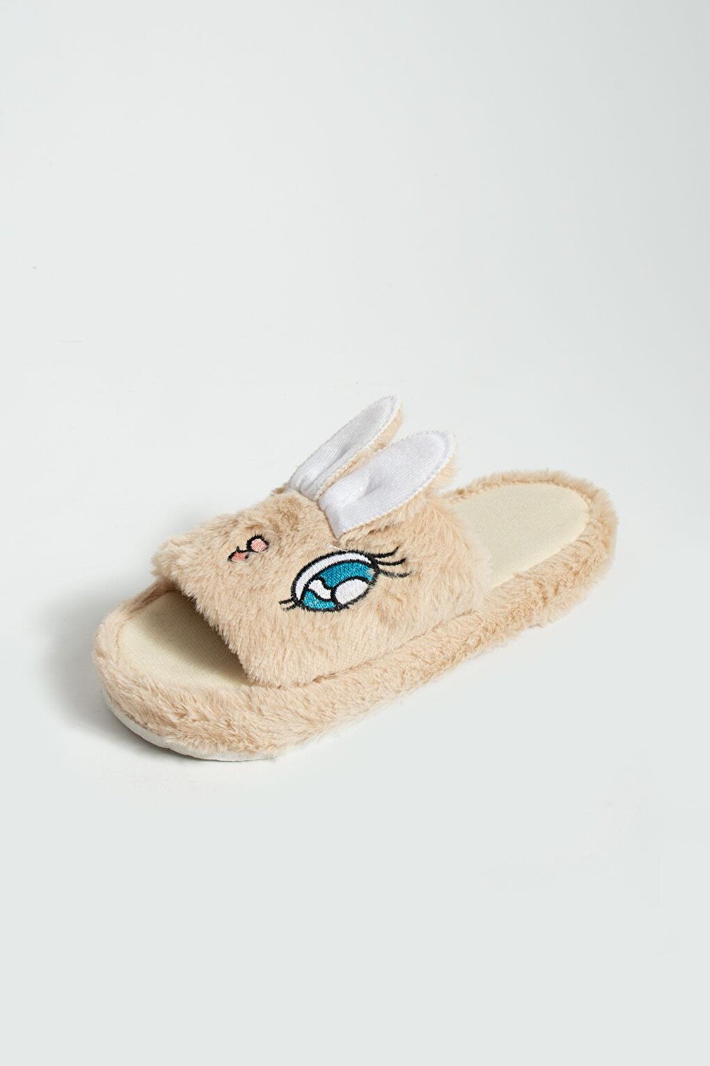 Cute Rabbit Front Open Fur Inside Thermal Sole Women's Home Slippers P01-19-23Open