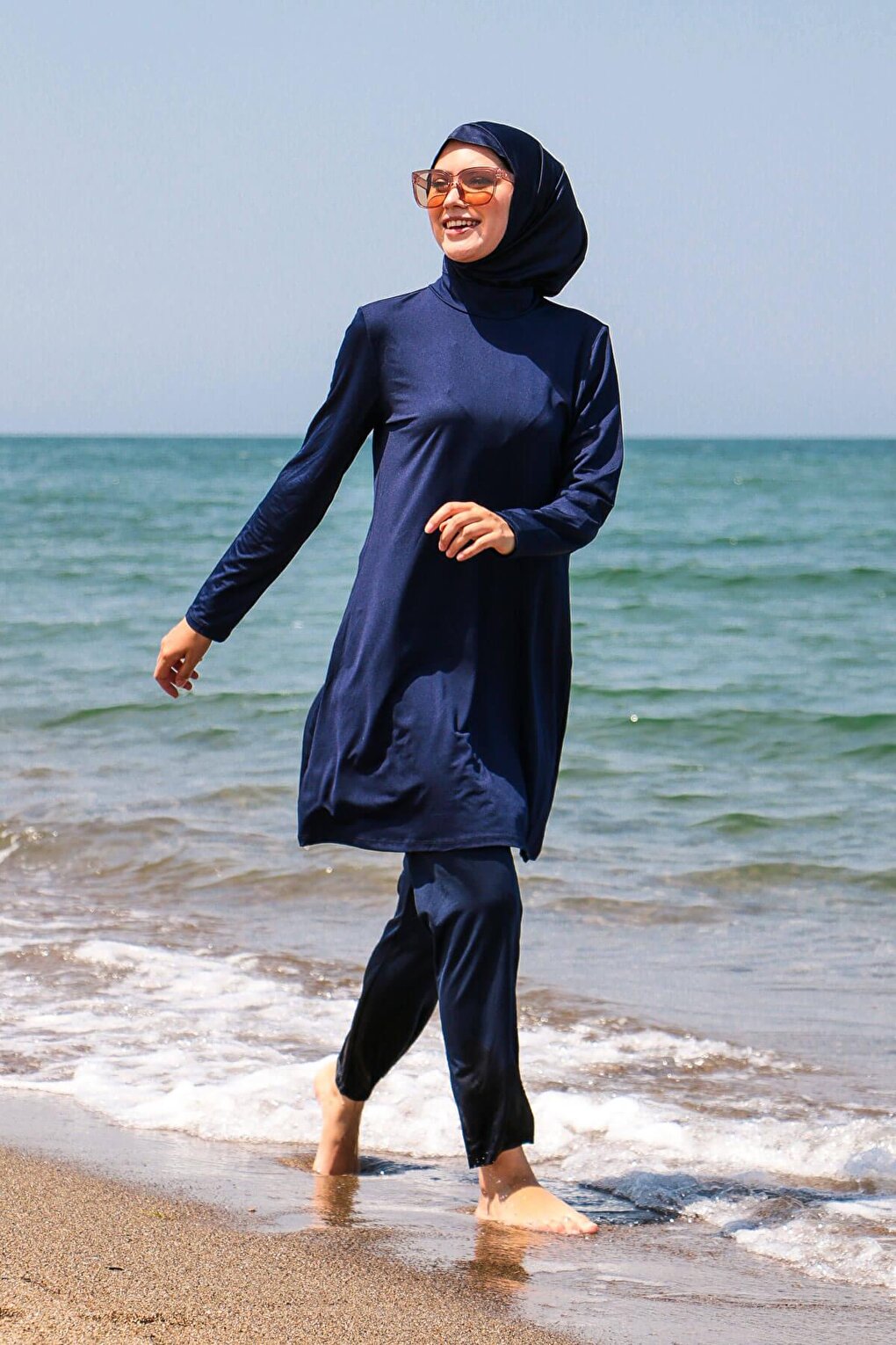 Navy Blue Fully Covered Hijab Swimsuit 1969