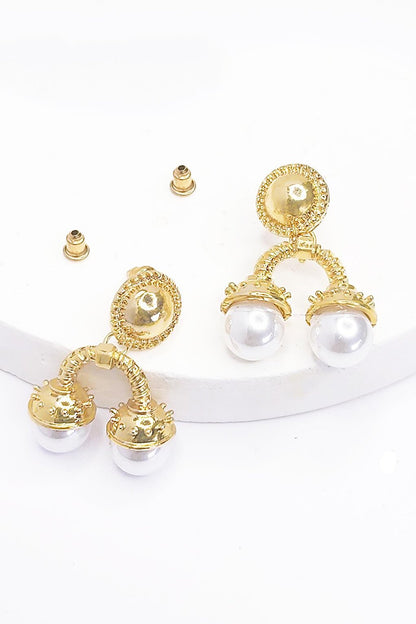 Comparstita Pearl Gold Plated Retro Women's Earrings