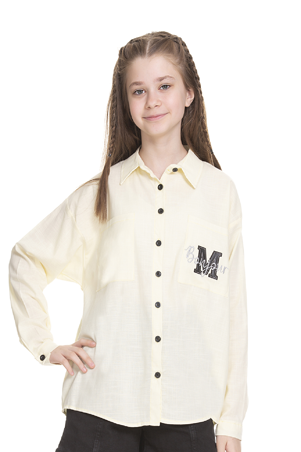 Girl's Pocket Printed Linen Shirt 8-14 Years