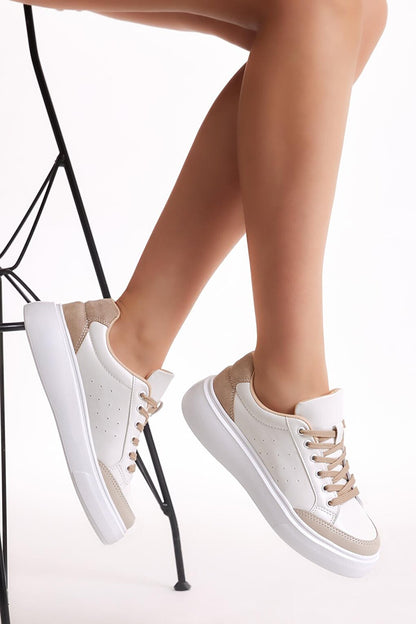 Women's White Earth Poly Sole Lace-up Sneakers