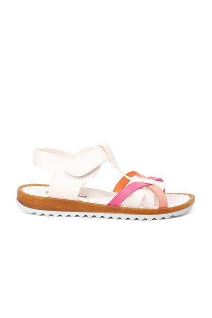 22Y07-F White-Fuchsia-Pink Girl's Sandals