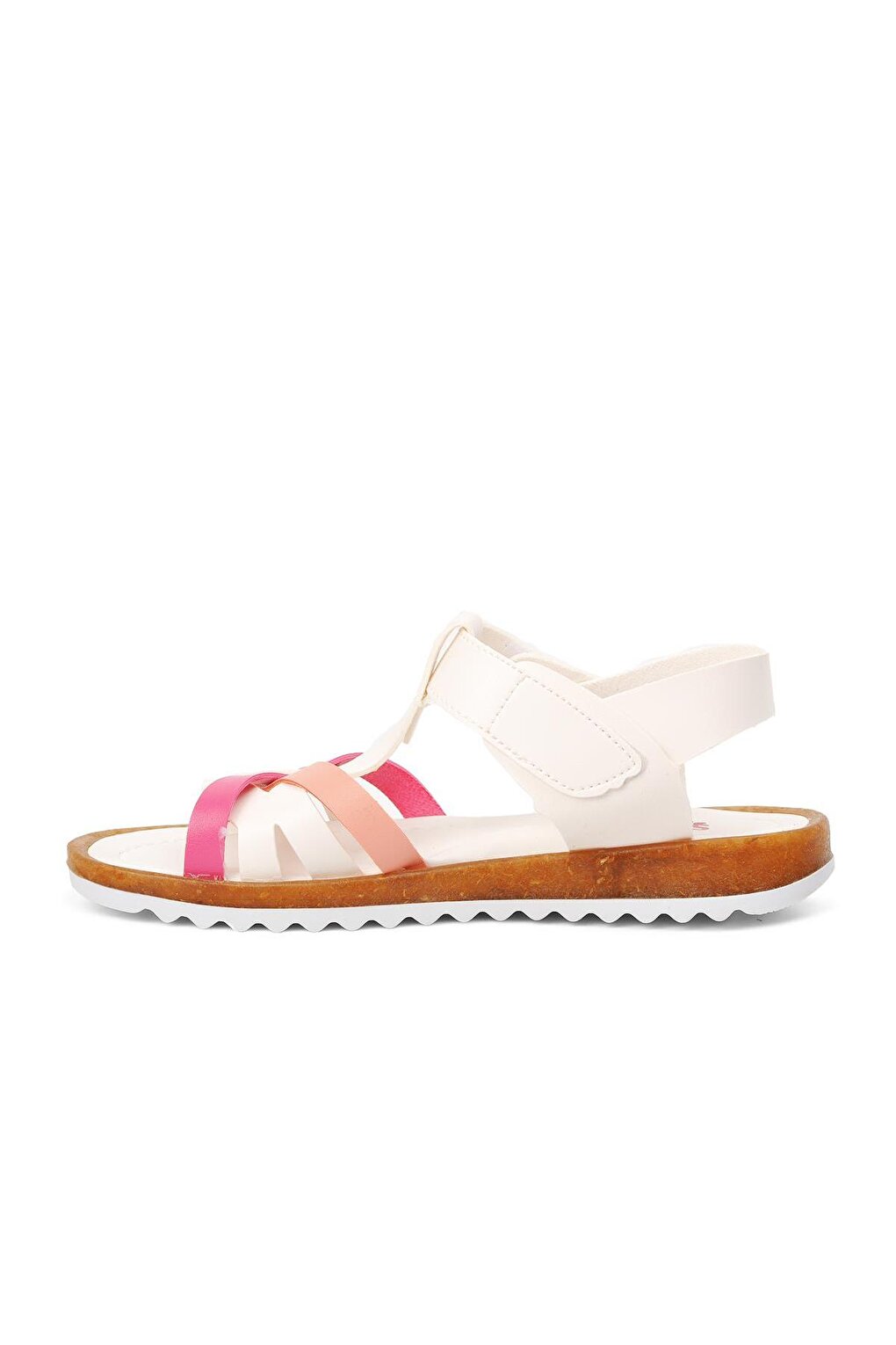 22Y07-F White-Fuchsia-Pink Girl's Sandals