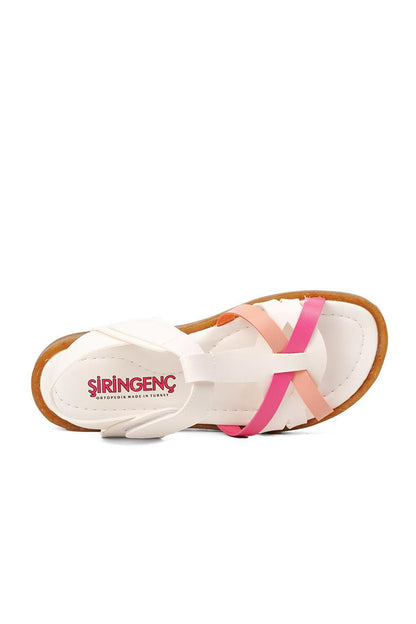 22Y07-F White-Fuchsia-Pink Girl's Sandals