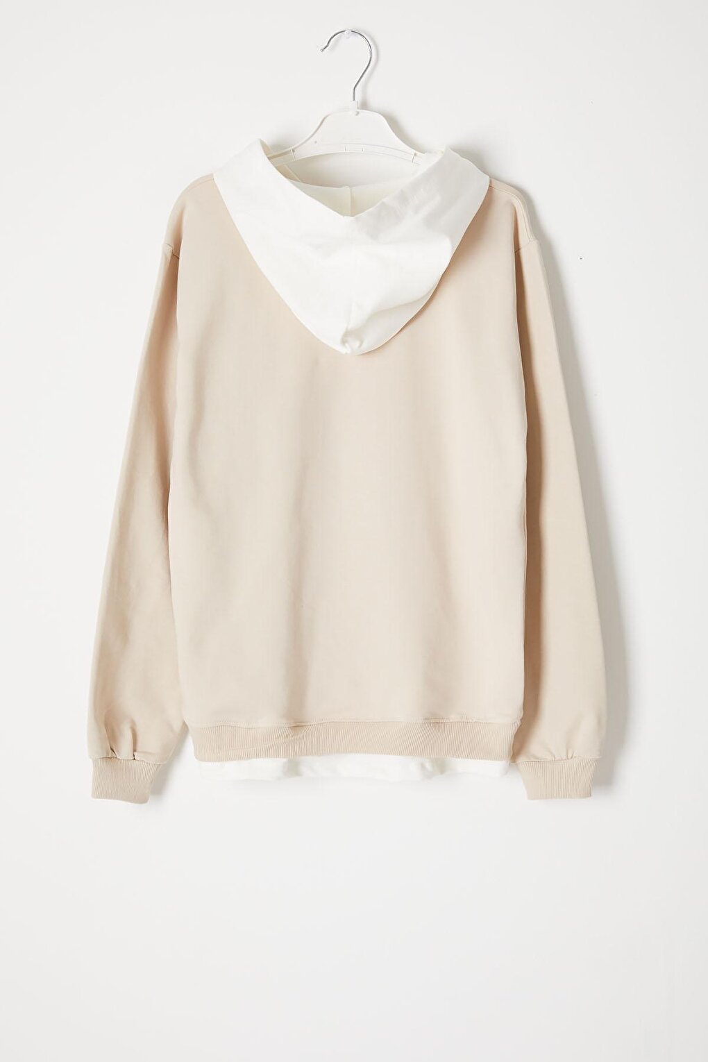 Cream Simple Letter Print Hooded Girls Sweatshirt 16597