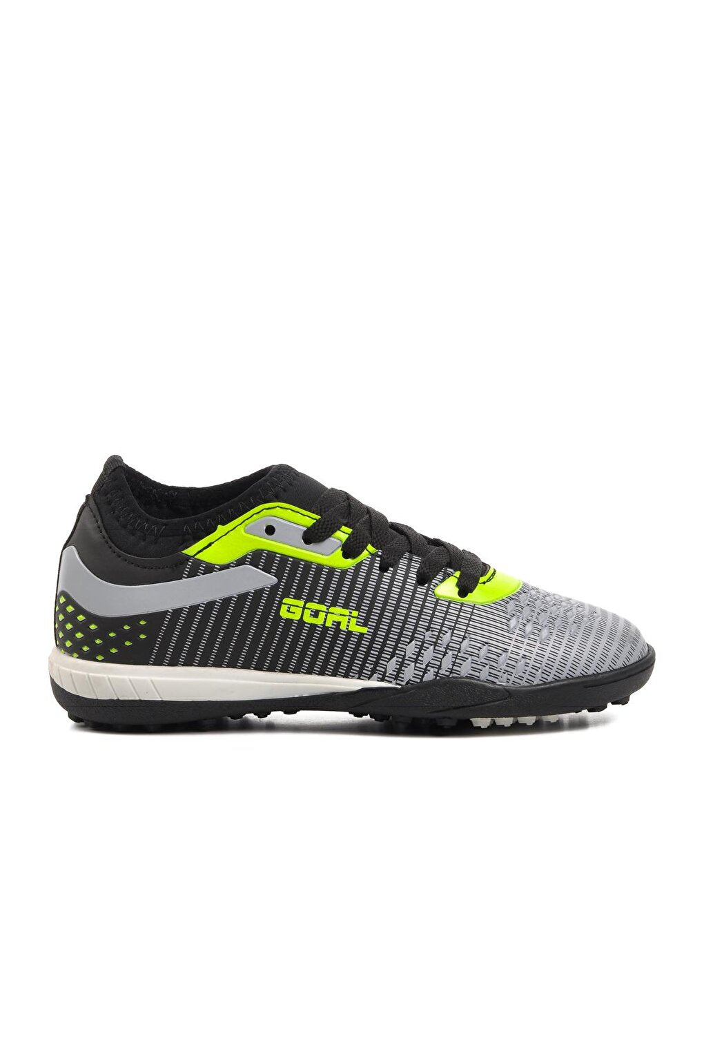 1011-F Black-Grey-Neon Yellow Children's Astroturf Field Shoes