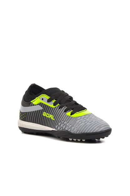 1011-F Black-Grey-Neon Yellow Children's Astroturf Field Shoes