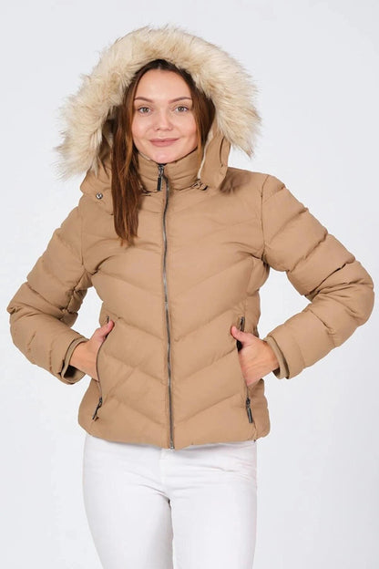 Mink Hooded Zippered Short Puffer Coat