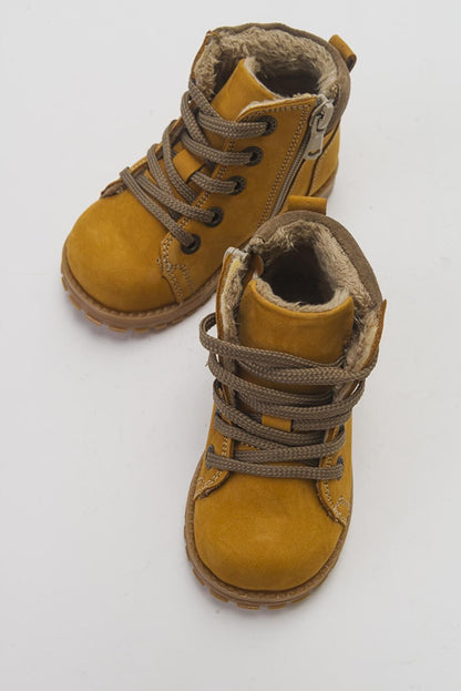 Boy's Yellow Genuine Leather Casual Boots