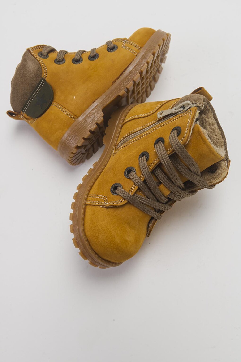 Boy's Yellow Genuine Leather Casual Boots