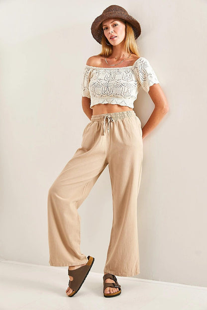 Women's Elastic Waist Palazzo Trousers