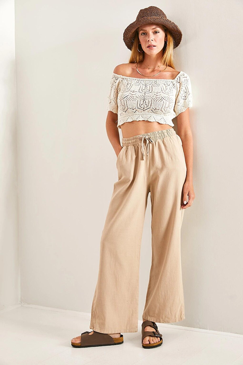 Women's Elastic Waist Palazzo Trousers