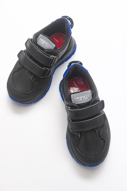 Boy's Black Genuine Leather Anatomical Casual Shoes