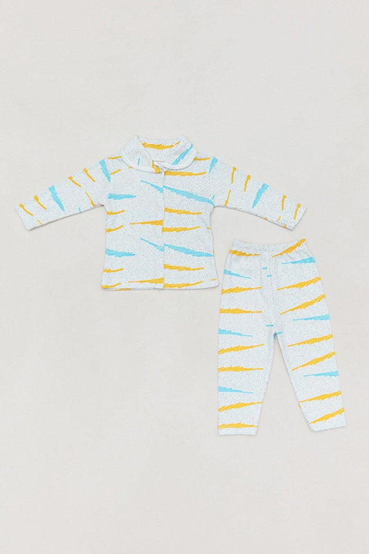 Printed Baby Collar Unisex Children's Pajama Set