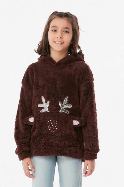 Sequined Embroidered Girls Sweatshirt