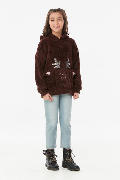 Sequined Embroidered Girls Sweatshirt