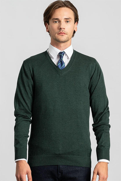 Slim Fit V-Neck Cotton Men's Sweater