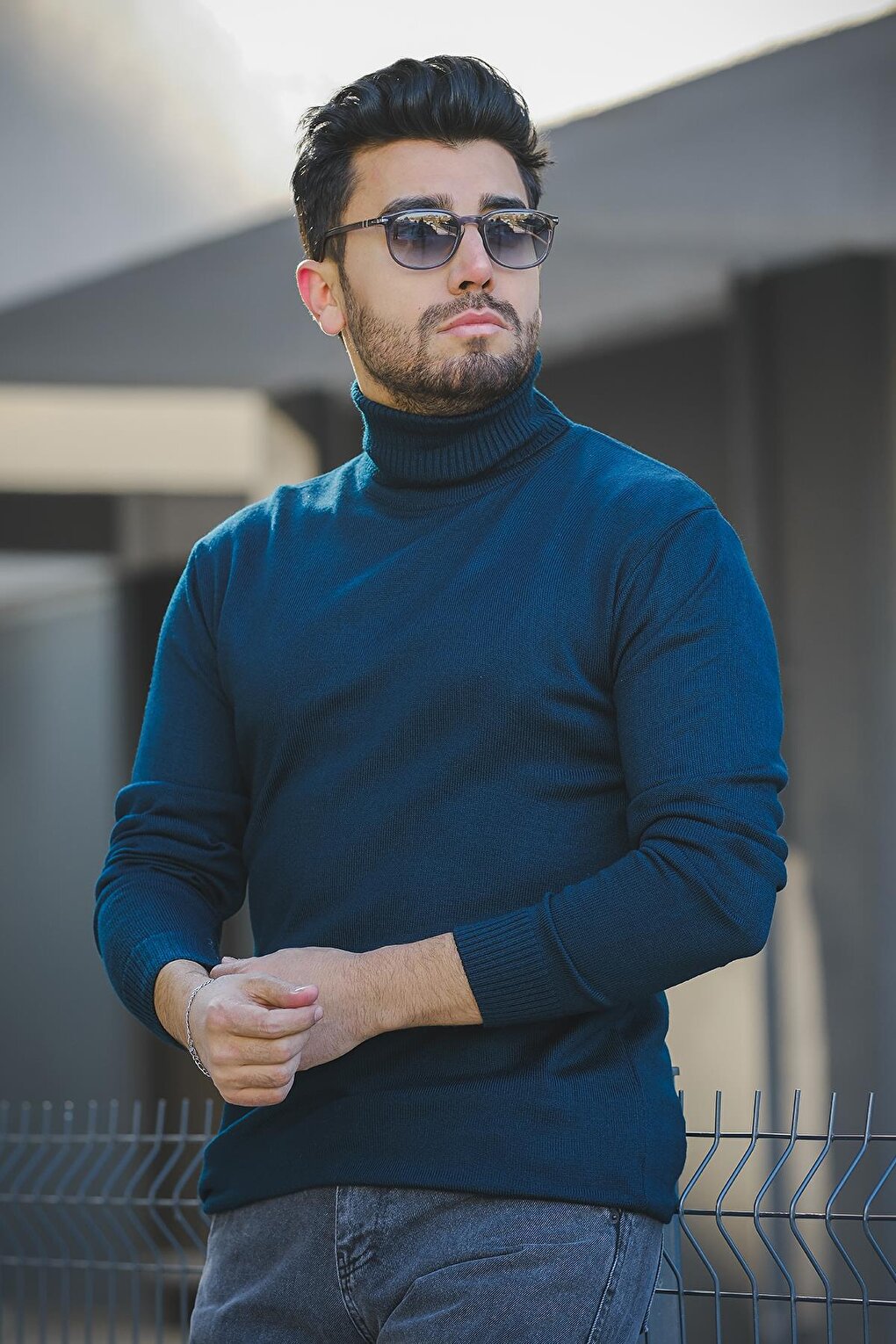 Cotton Slim Fit Men's Full Turtleneck Sweater