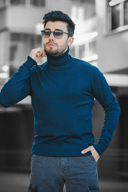 Cotton Slim Fit Men's Full Turtleneck Sweater