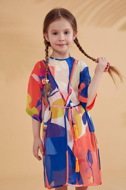 Children's Patterned Colorful Kimono Kaftan P2331