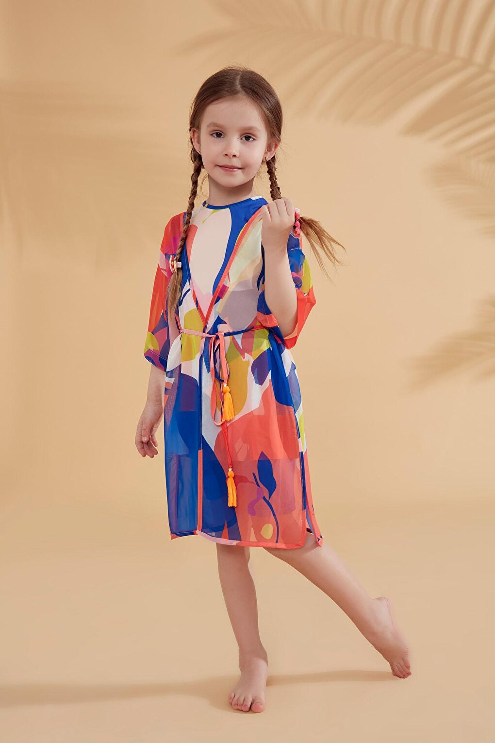 Children's Patterned Colorful Kimono Kaftan P2331