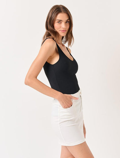 White Slim Fit Mini Gabardine Skirt