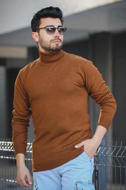 Cotton Slim Fit Men's Full Turtleneck Sweater