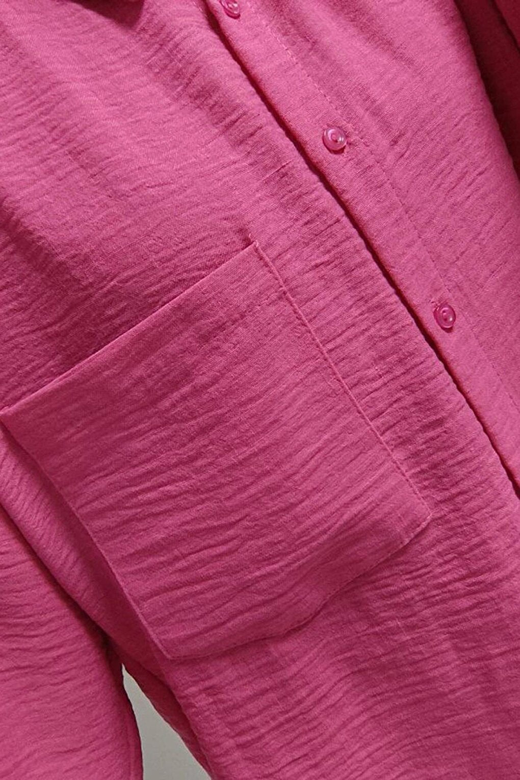 Pink Oversize Shirt with Drop Shoulder Pocket