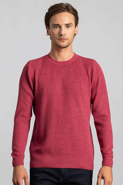 Slim Fit Dobby Men's Claret Red Sweater