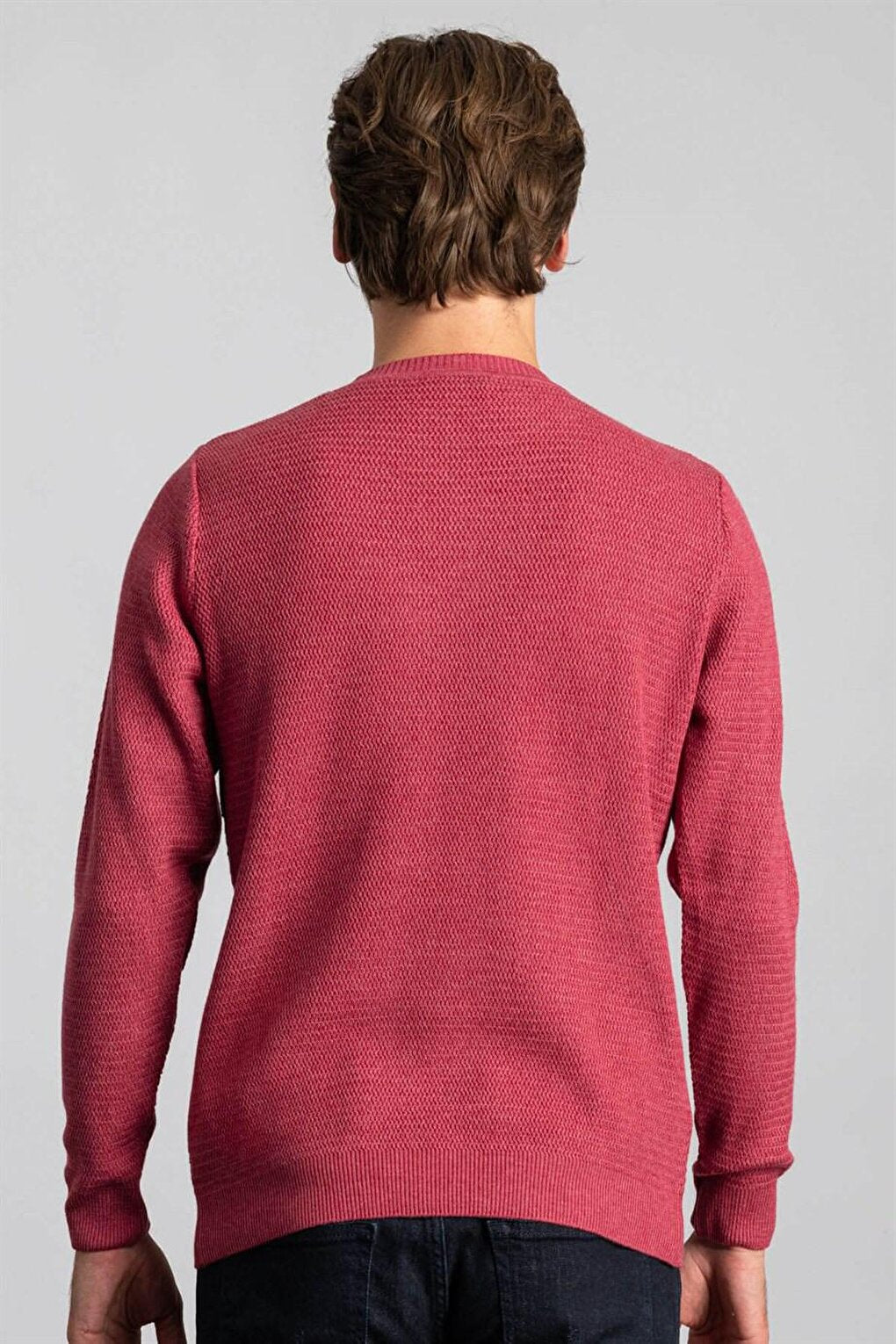 Slim Fit Dobby Men's Claret Red Sweater