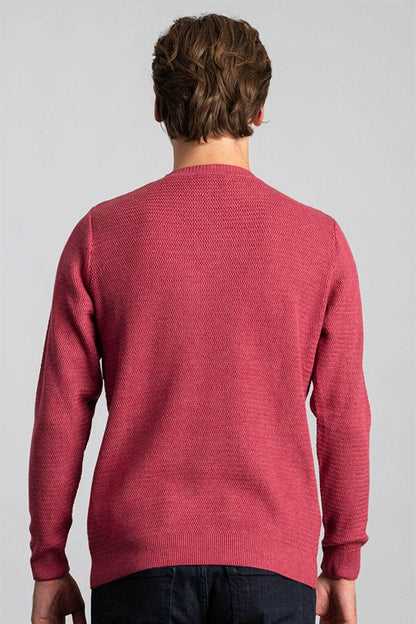 Slim Fit Dobby Men's Claret Red Sweater