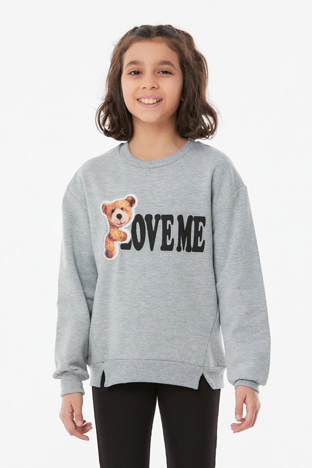 Printed Crew Neck Girl's Sweatshirt