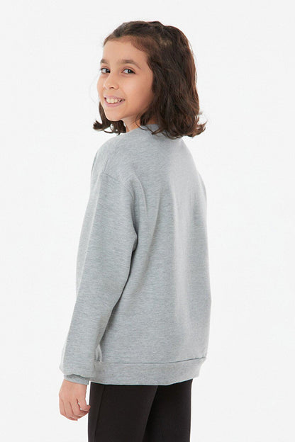 Printed Crew Neck Girl's Sweatshirt