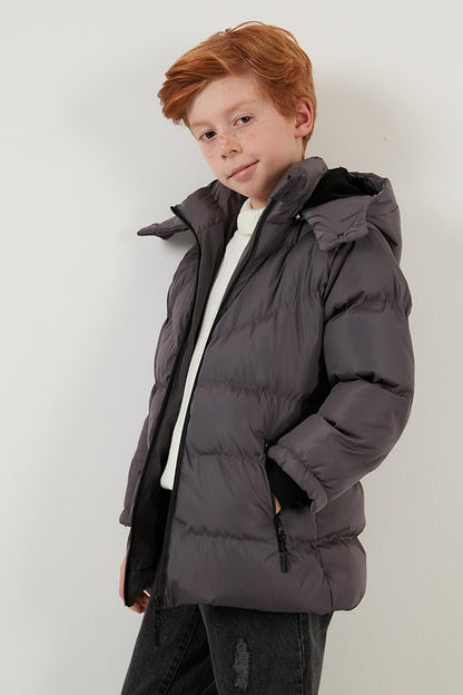 Plush Lined Removable Hooded Winter Coat with Pockets 5761587