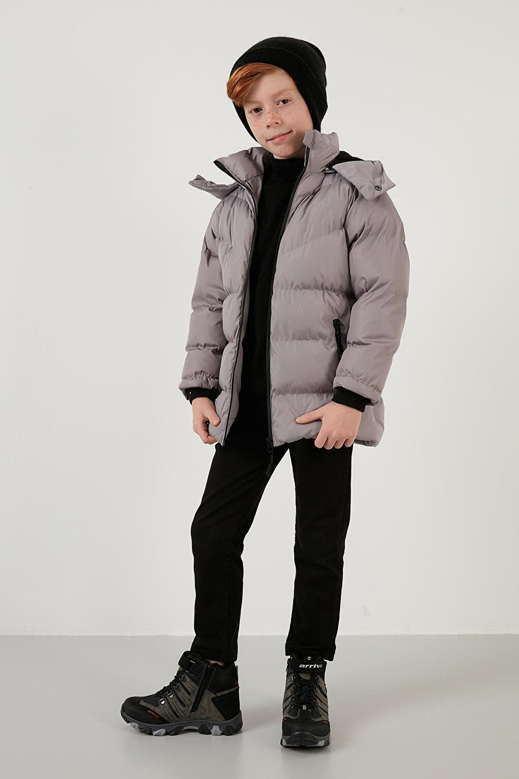 Plush Lined Removable Hooded Winter Coat with Pockets 5761587