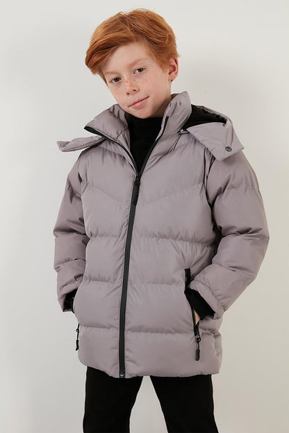 Plush Lined Removable Hooded Winter Coat with Pockets 5761587