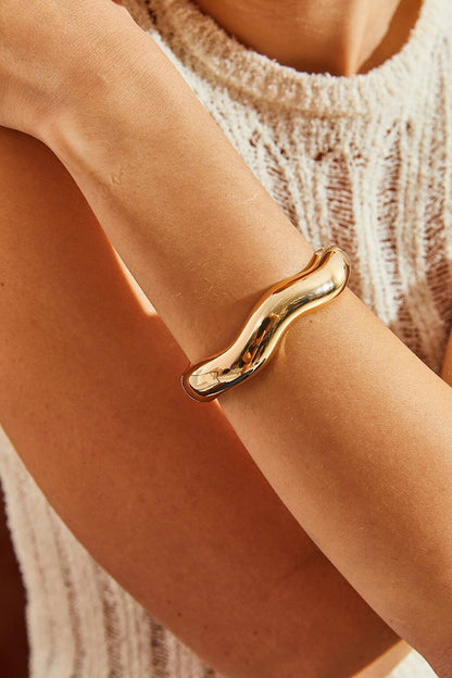 Women's Accessory Steel Wavy Cuff Bracelet